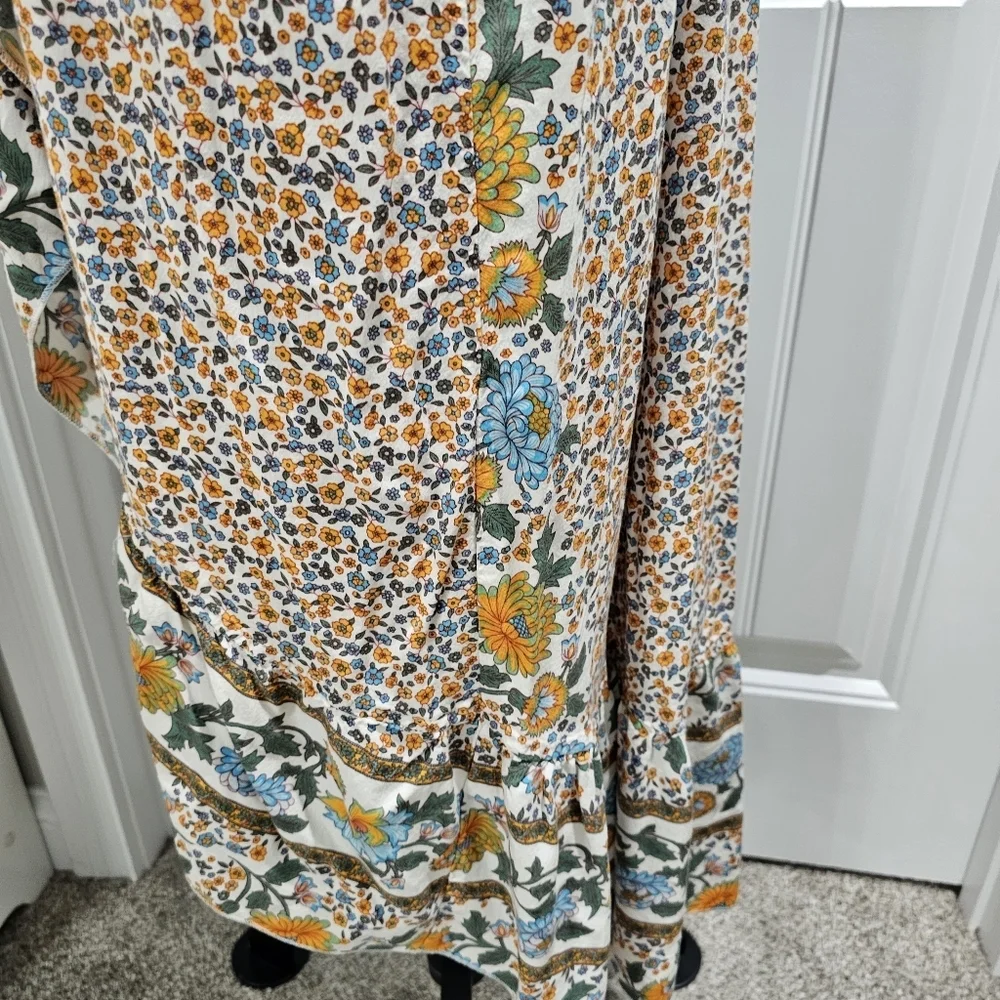 ZESICA Summer Boho Floral Printed Wrap V-Neck Beach Party Flowy Size Small - Picture 10 of 16